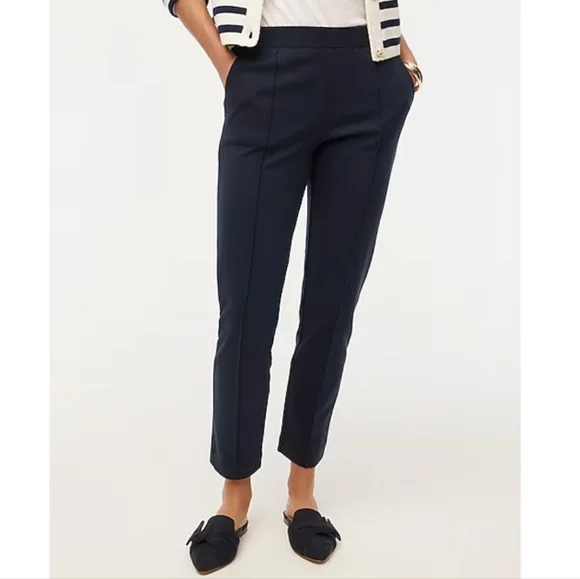 J. Crew navy blue pintucked pull-on ankle cropped pants - Picture 1 of 7